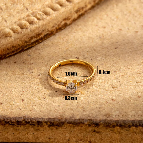 1 Piece Ear Cartilage Rings & Studs Simple Style Classic Style Round Square Heart Shape 316 Stainless Steel  Copper Inlay Zircon