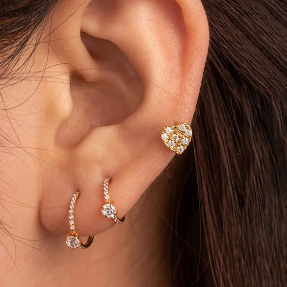 1 Piece Ear Cartilage Rings & Studs Simple Style Classic Style Round Square Heart Shape 316 Stainless Steel  Copper Inlay Zircon