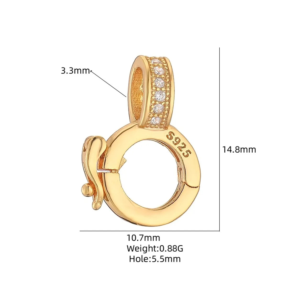 1 Piece Simple Style Classic Style Round Sterling Silver Plating Inlay Jewelry Buckle Jewelry Accessories