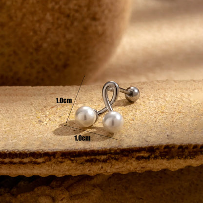 1 Piece Ear Cartilage Rings & Studs Simple Style Classic Style Sector Pearl Flower 316 Stainless Steel  Stoving Varnish Zircon