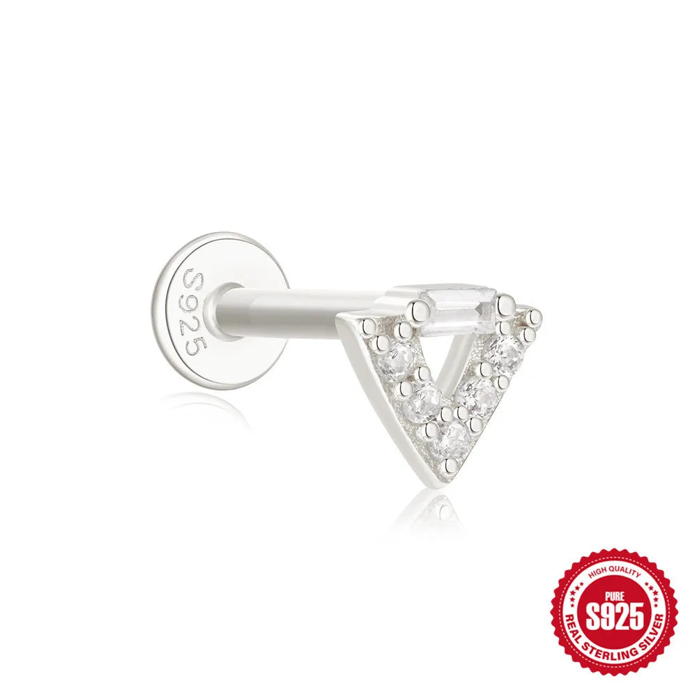 1 Piece Simple Style Classic Style Solid Color Inlay Sterling Silver Zircon Ear Studs