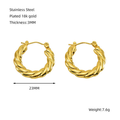 1 Piece Simple Style Classic Style Solid Color Polishing Plating Stainless Steel Titanium Steel 18k Gold Plated Earrings