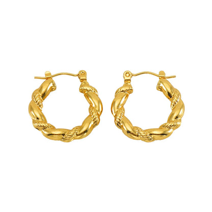 1 Piece Simple Style Classic Style Solid Color Polishing Plating Stainless Steel Titanium Steel 18k Gold Plated Earrings