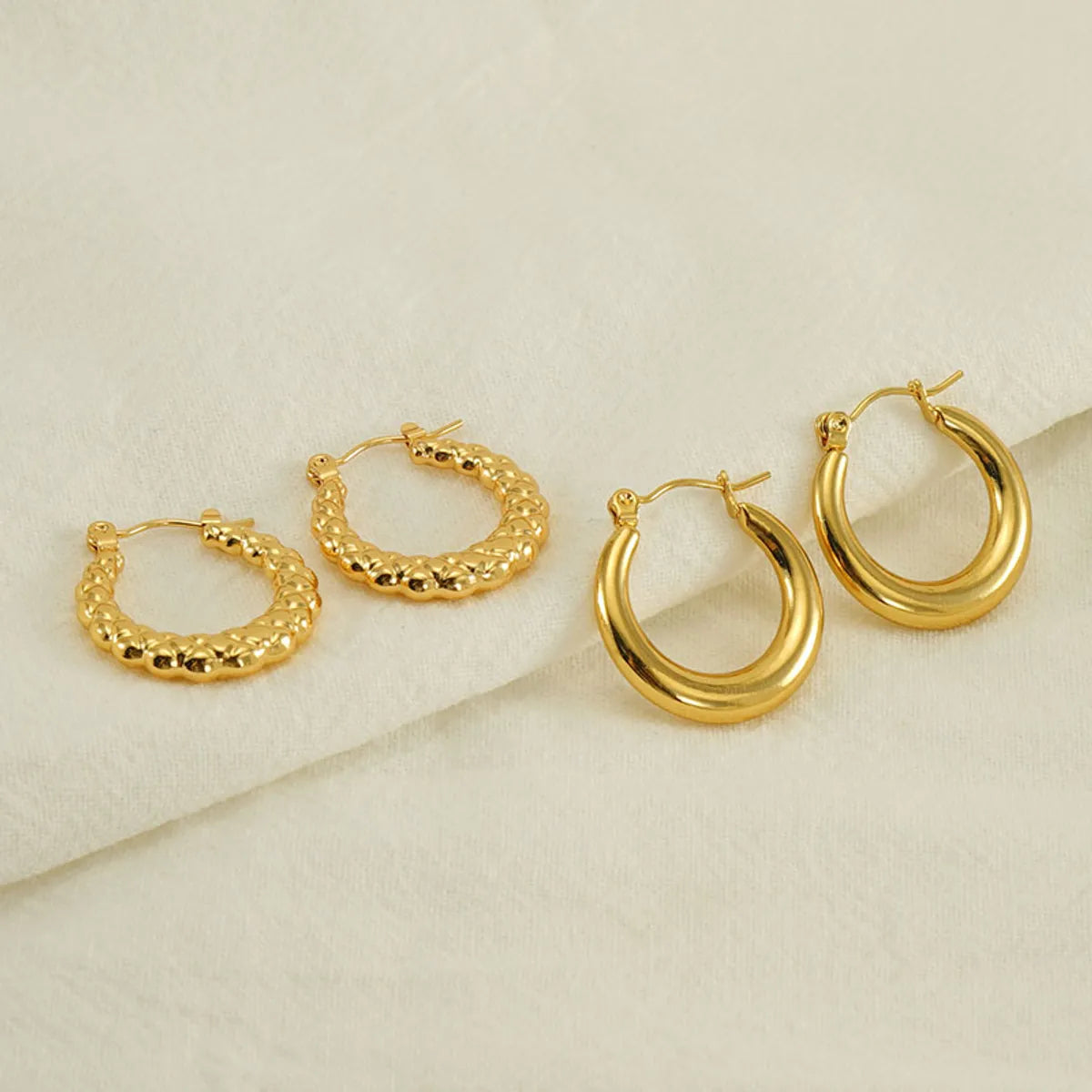 1 Piece Simple Style Classic Style Solid Color Polishing Plating Stainless Steel Titanium Steel 18k Gold Plated Earrings