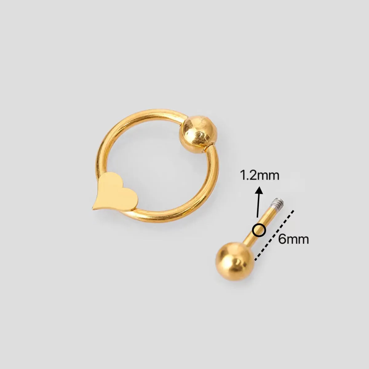 1 Piece Simple Style Classic Style Star Heart Shape 316L Stainless Steel  Ear Studs Cartilage Earrings