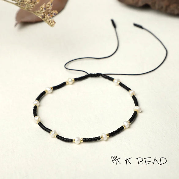 1 Piece Simple Style Color Block Freshwater Pearl Glass Beaded Bracelets