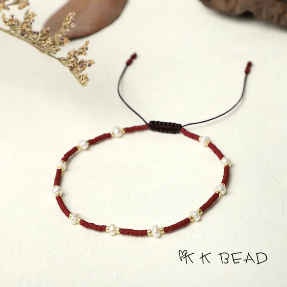 1 Piece Simple Style Color Block Freshwater Pearl Glass Beaded Bracelets