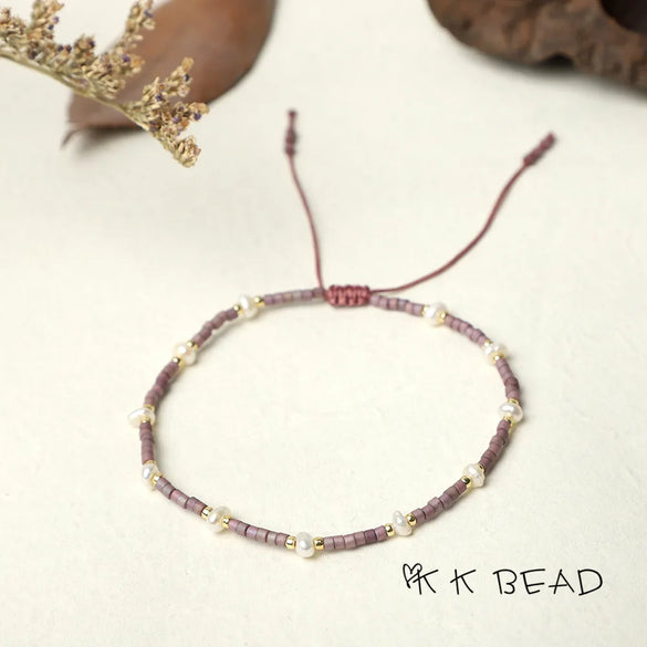 1 Piece Simple Style Color Block Freshwater Pearl Glass Beaded Bracelets