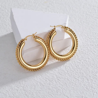 1 Piece Simple Style Commute Oval Solid Color Plating 201 Stainless Steel Rhinestones Glass 18K Gold Plated Earrings