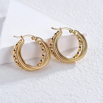 1 Piece Simple Style Commute Oval Solid Color Plating 201 Stainless Steel Rhinestones Glass 18K Gold Plated Earrings