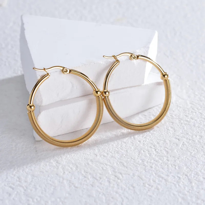 1 Piece Simple Style Commute Oval Solid Color Plating 201 Stainless Steel Rhinestones Glass 18K Gold Plated Earrings