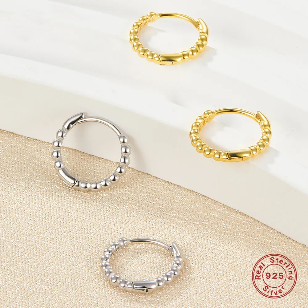 1 Piece Simple Style Commute Solid Color Plating Sterling Silver 18k Gold Plated White Gold Plated Hoop Earrings