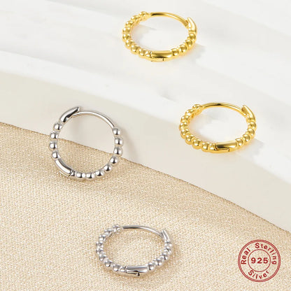 1 Piece Simple Style Commute Solid Color Plating Sterling Silver 18k Gold Plated White Gold Plated Hoop Earrings