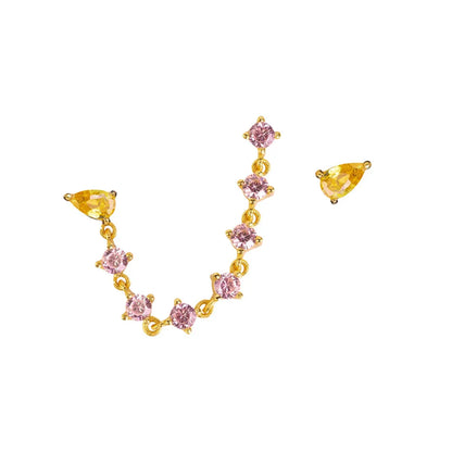 1 Piece Simple Style Commute U Shape Star Water Droplets Plating Chain Inlay Copper Zircon Earrings