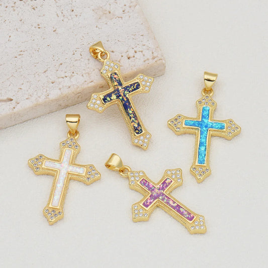 1 Piece Simple Style Cross Copper Plating Inlay Jewelry Accessories