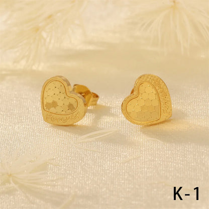 1 Piece Simple Style Cross Heart Shape Crown Plating Copper 18k Gold Plated Ear Studs