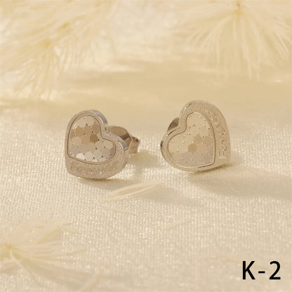 1 Piece Simple Style Cross Heart Shape Crown Plating Copper 18k Gold Plated Ear Studs