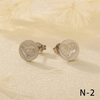 1 Piece Simple Style Cross Heart Shape Crown Plating Copper 18k Gold Plated Ear Studs