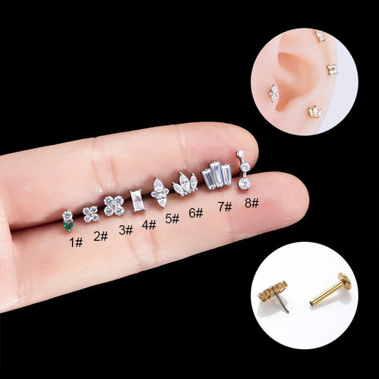 1 Piece Simple Style Crown Titanium Plating Inlay Zircon Ear Studs