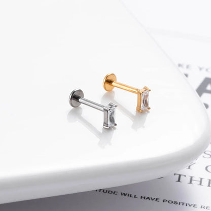 1 Piece Simple Style Crown Titanium Plating Inlay Zircon Ear Studs