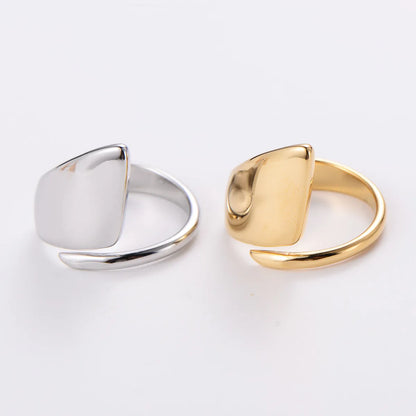 Simple Style Curve Stainless Steel Twist Plating 18k Gold Plated Open Ring