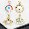 1 Piece Simple Style Devil'S Eye Copper Inlay Artificial Pearls Zircon 18k Gold Plated Pendants Jewelry Accessories