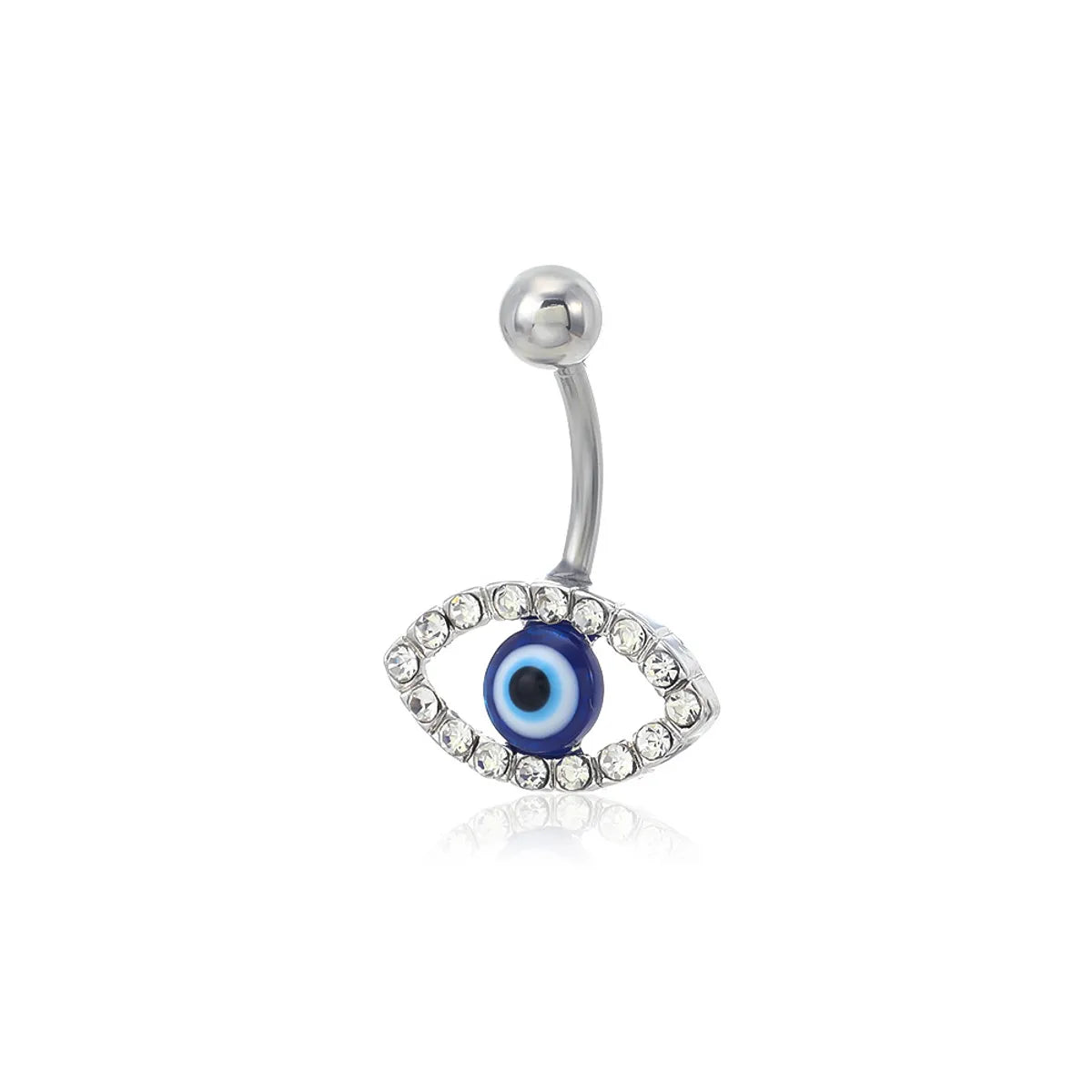 Simple Style Devil's Eye Stainless Steel Inlay Zircon Belly Ring