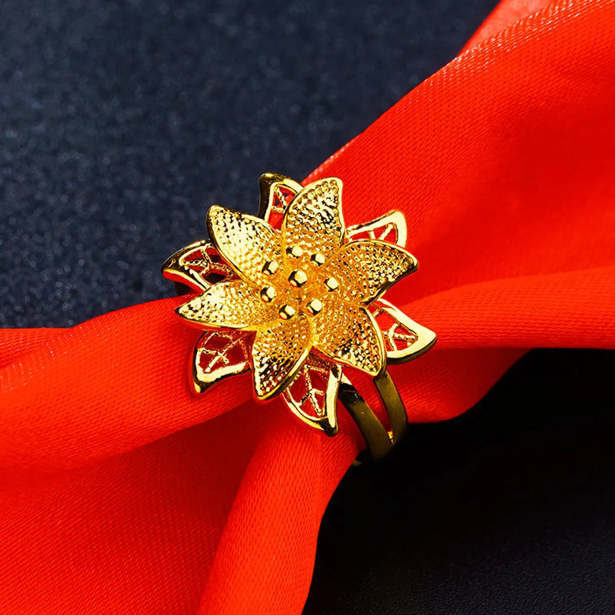 1 Piece Simple Style Flower Brass Plating Open Ring