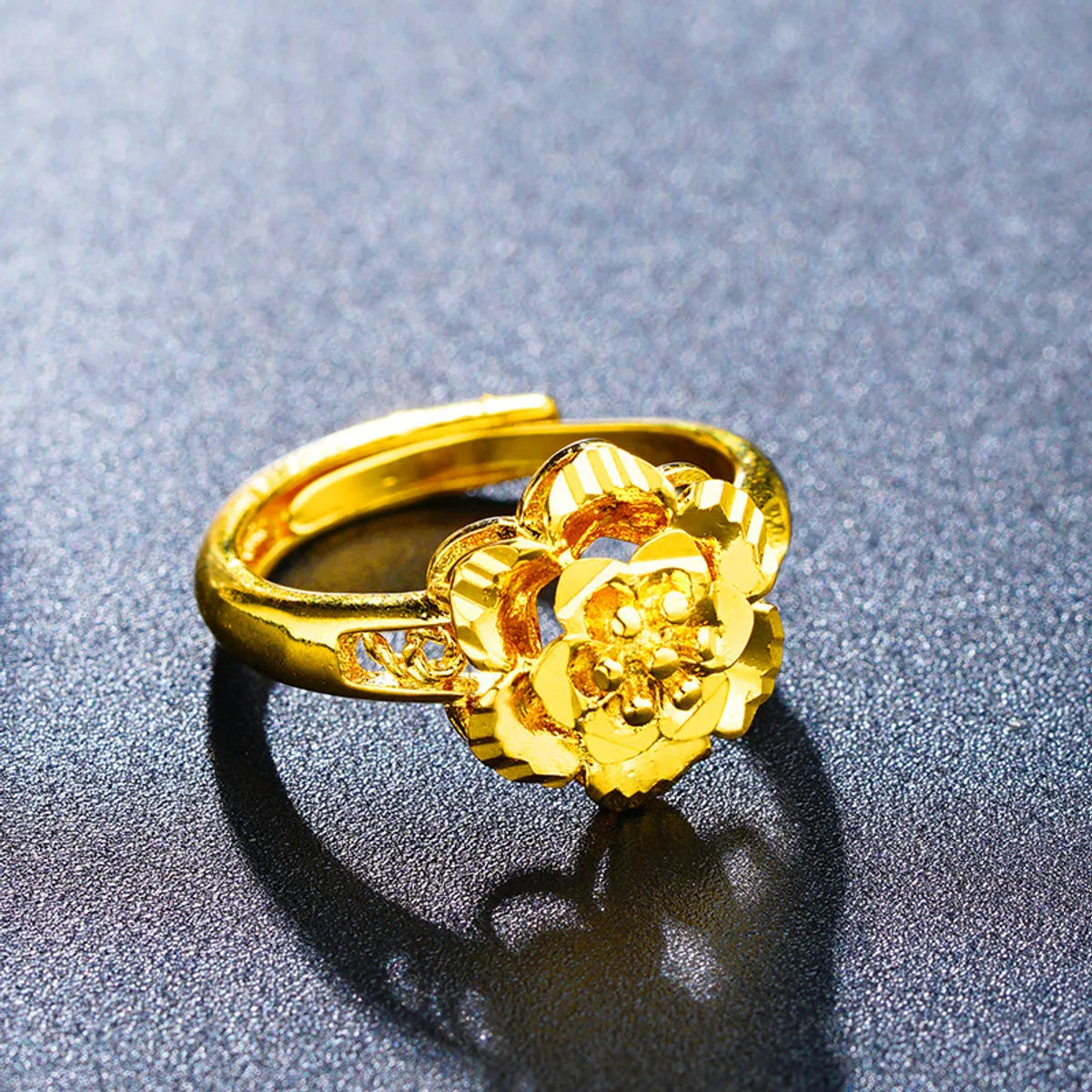 1 Piece Simple Style Flower Brass Plating Open Ring