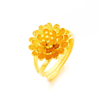 1 Piece Simple Style Flower Brass Plating Open Ring