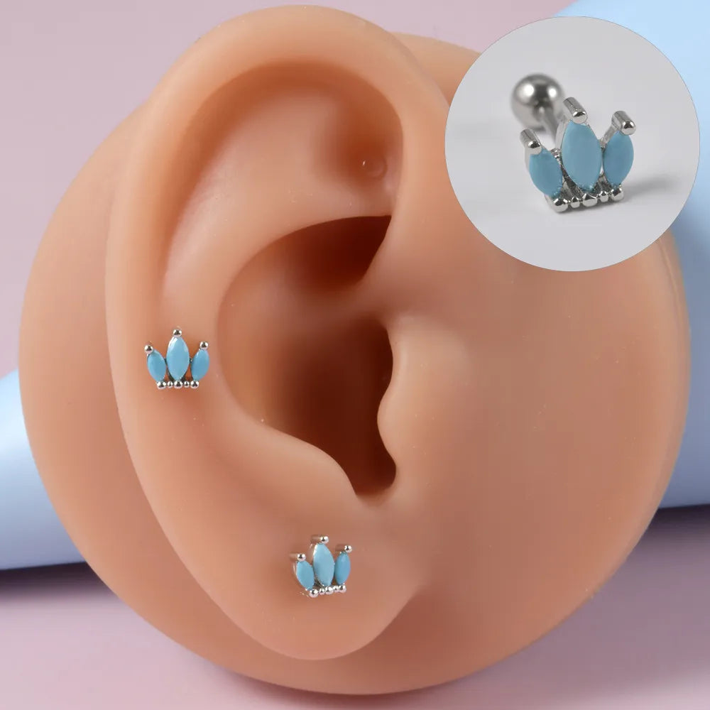 1 Piece Simple Style Flower Patchwork Copper Ear Studs