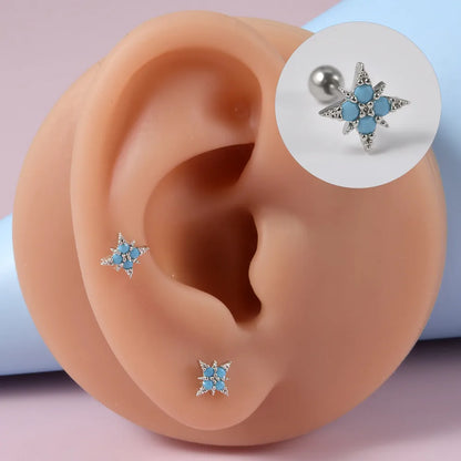 1 Piece Simple Style Flower Patchwork Copper Ear Studs