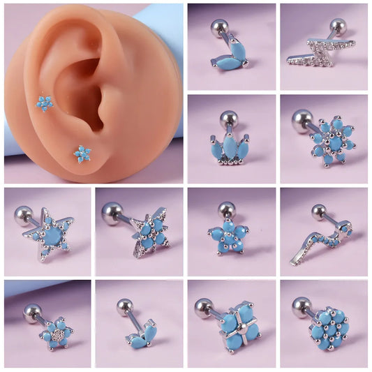 1 Piece Simple Style Flower Patchwork Copper Ear Studs