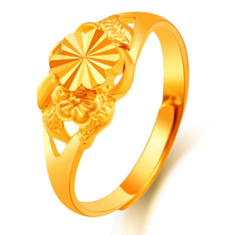 1 Piece Simple Style Flower Copper Plating 24k Gold Plated Open Ring