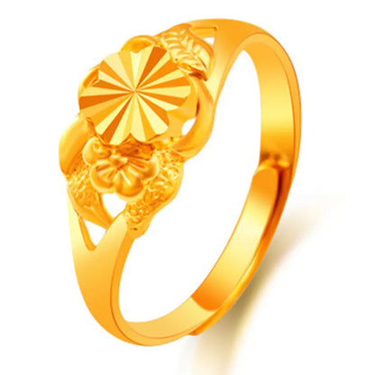 1 Piece Simple Style Flower Copper Plating 24k Gold Plated Open Ring