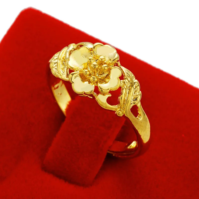 1 Piece Simple Style Flower Copper Plating 24k Gold Plated Open Ring