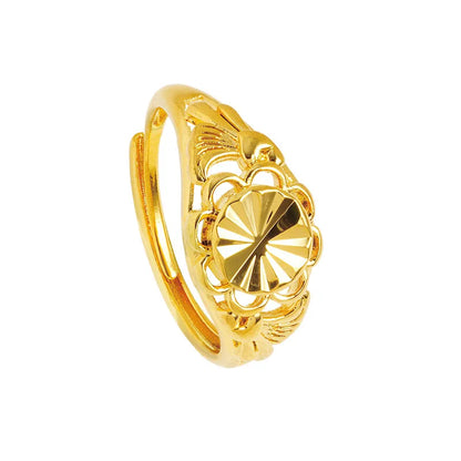 1 Piece Simple Style Flower Copper Plating 24k Gold Plated Open Ring