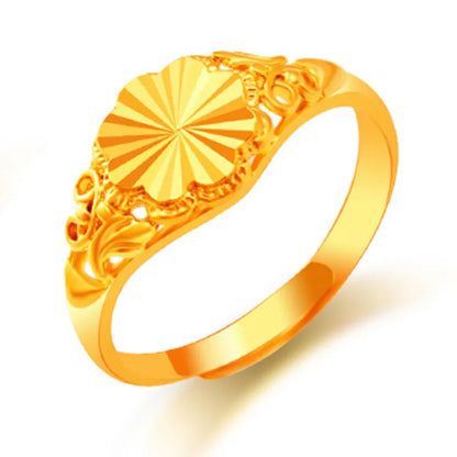 1 Piece Simple Style Flower Copper Plating 24k Gold Plated Open Ring