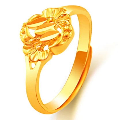 1 Piece Simple Style Flower Copper Plating 24k Gold Plated Open Ring