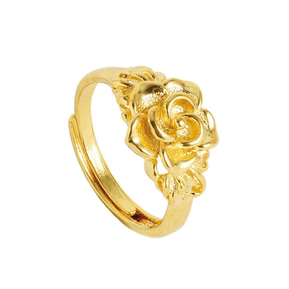 1 Piece Simple Style Flower Copper Plating 24k Gold Plated Open Ring