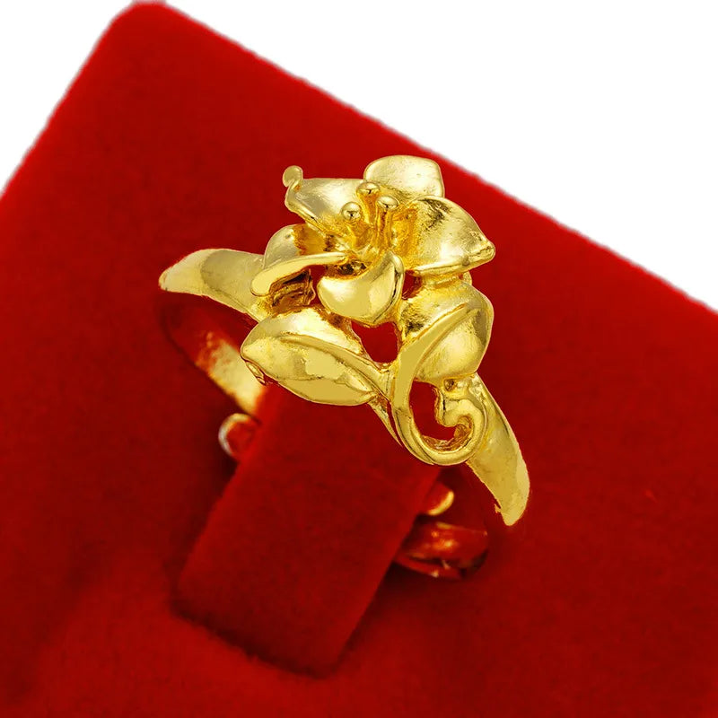 1 Piece Simple Style Flower Copper Plating 24k Gold Plated Open Ring