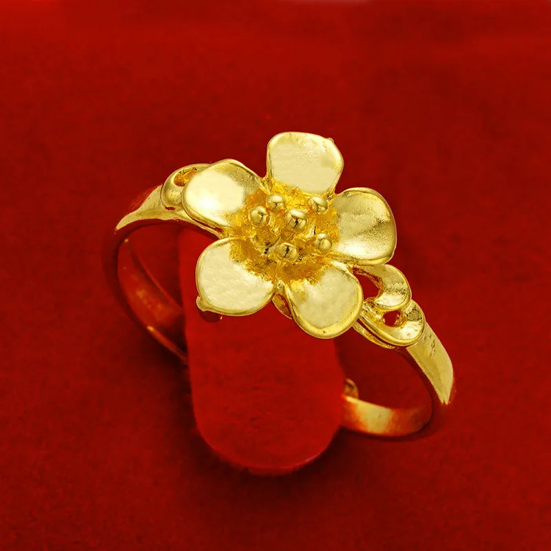 1 Piece Simple Style Flower Copper Plating 24k Gold Plated Open Ring