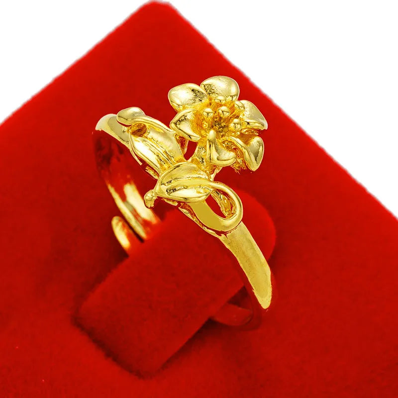 1 Piece Simple Style Flower Copper Plating 24k Gold Plated Open Ring