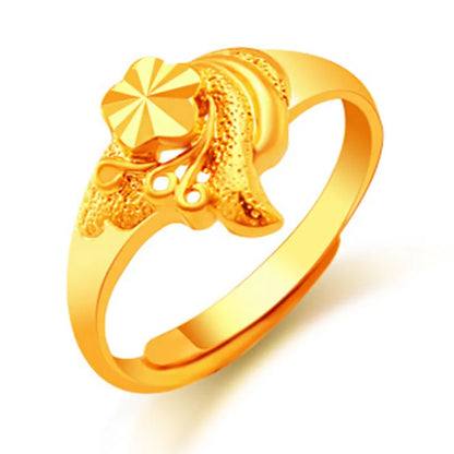 1 Piece Simple Style Flower Copper Plating 24k Gold Plated Open Ring