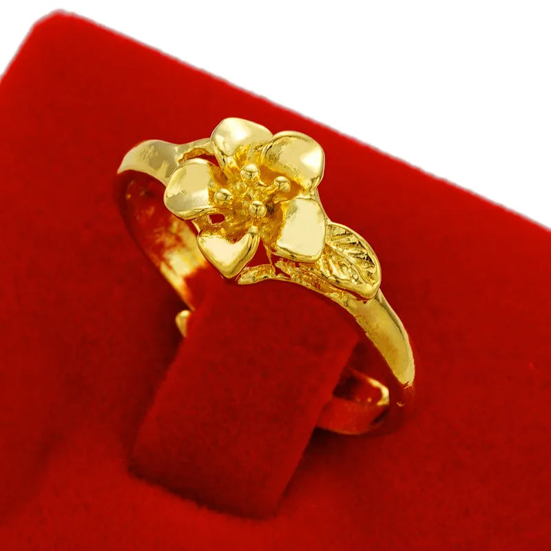 1 Piece Simple Style Flower Copper Plating 24k Gold Plated Open Ring