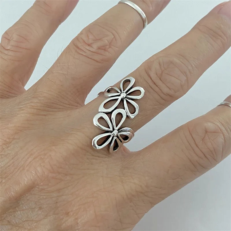 1 Piece Simple Style Flower Copper Plating Rings