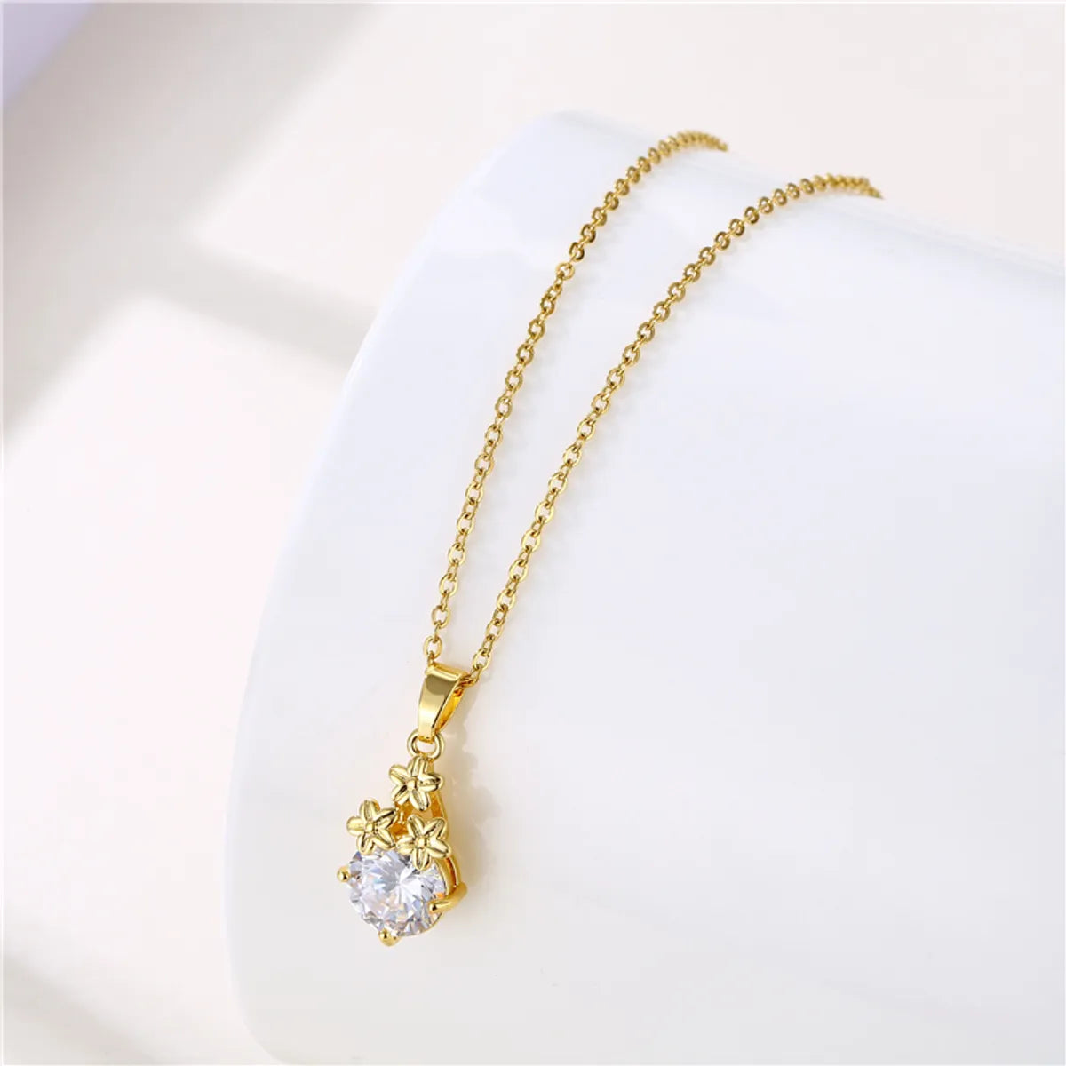 1 Piece Simple Style Flower Dragonfly Butterfly Stainless Steel Titanium Steel Plating Inlay Zircon Pendant Necklace