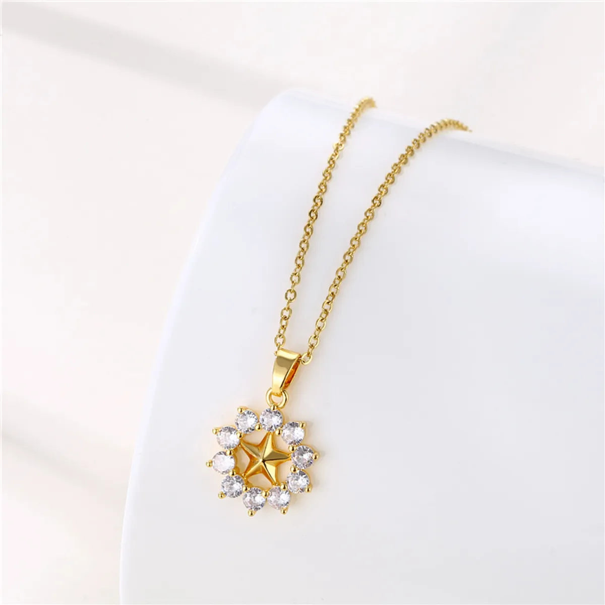 1 Piece Simple Style Flower Dragonfly Butterfly Stainless Steel Titanium Steel Plating Inlay Zircon Pendant Necklace