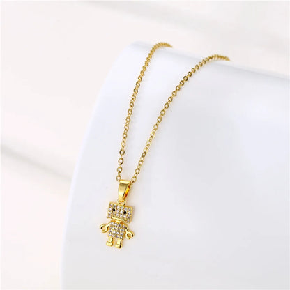 1 Piece Simple Style Flower Dragonfly Butterfly Stainless Steel Titanium Steel Plating Inlay Zircon Pendant Necklace