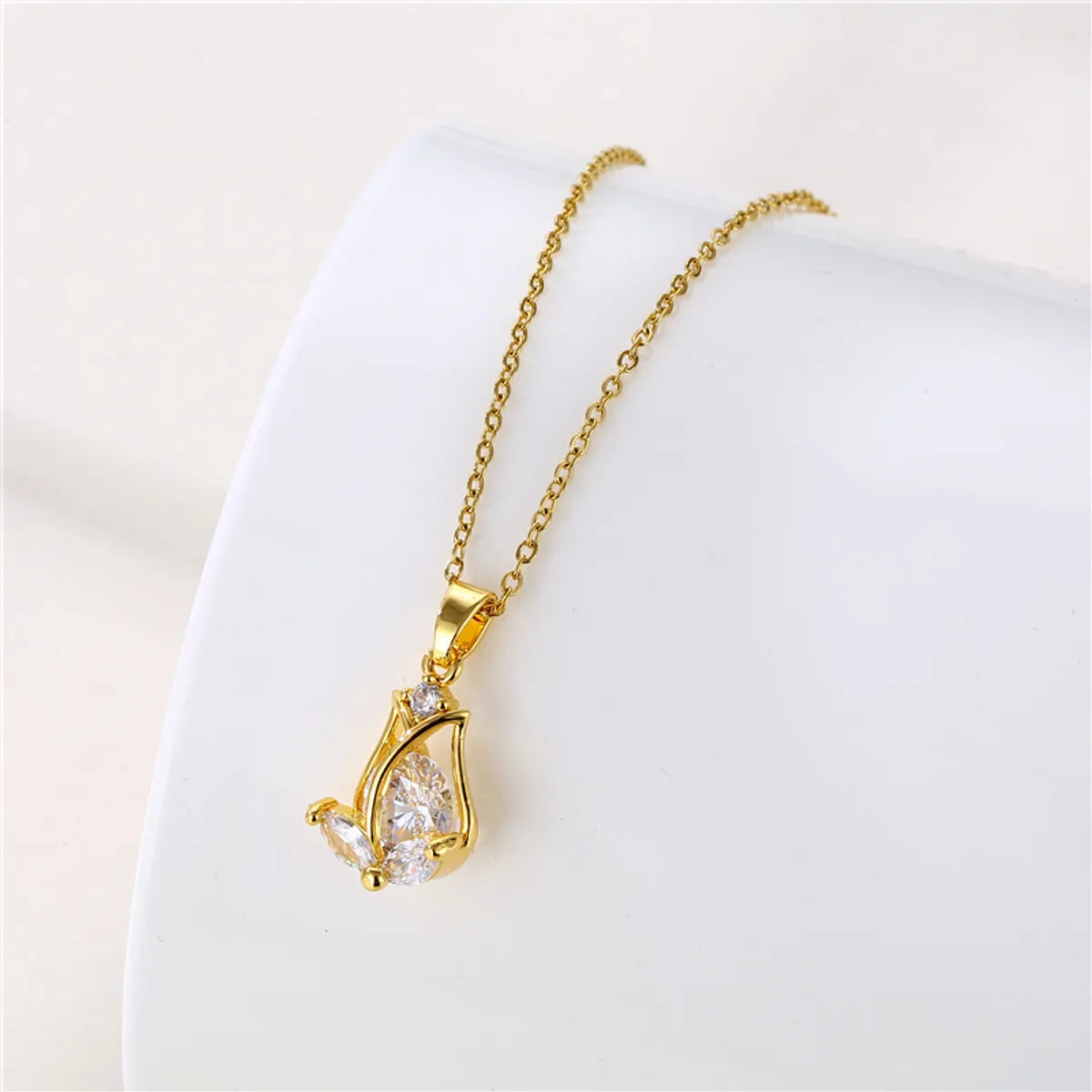 1 Piece Simple Style Flower Dragonfly Butterfly Stainless Steel Titanium Steel Plating Inlay Zircon Pendant Necklace